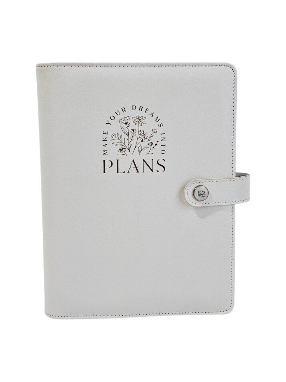 Agenda 52 The Paper Studio Binder 6 Ring Card Holders White DREAMS INTO PLANS